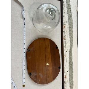 Vintage Digsmed Denmark Teak Cheese Board Marble Inlay Glass Cloche Dome MCM